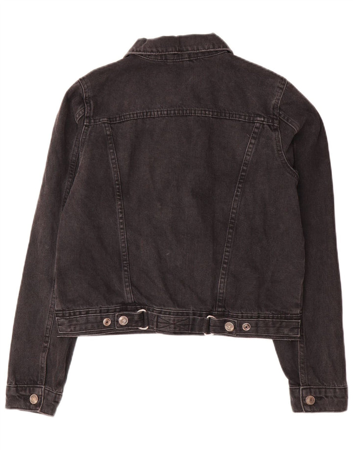 Topshop Womens Crop Denim Jacket UK 10 Small Grey