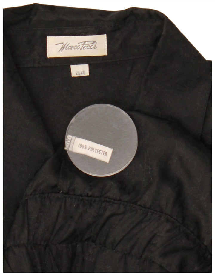 Marco Pecci Womens 3/4 Sleeve Shirt Blouse IT 44 Medium Black Polyester