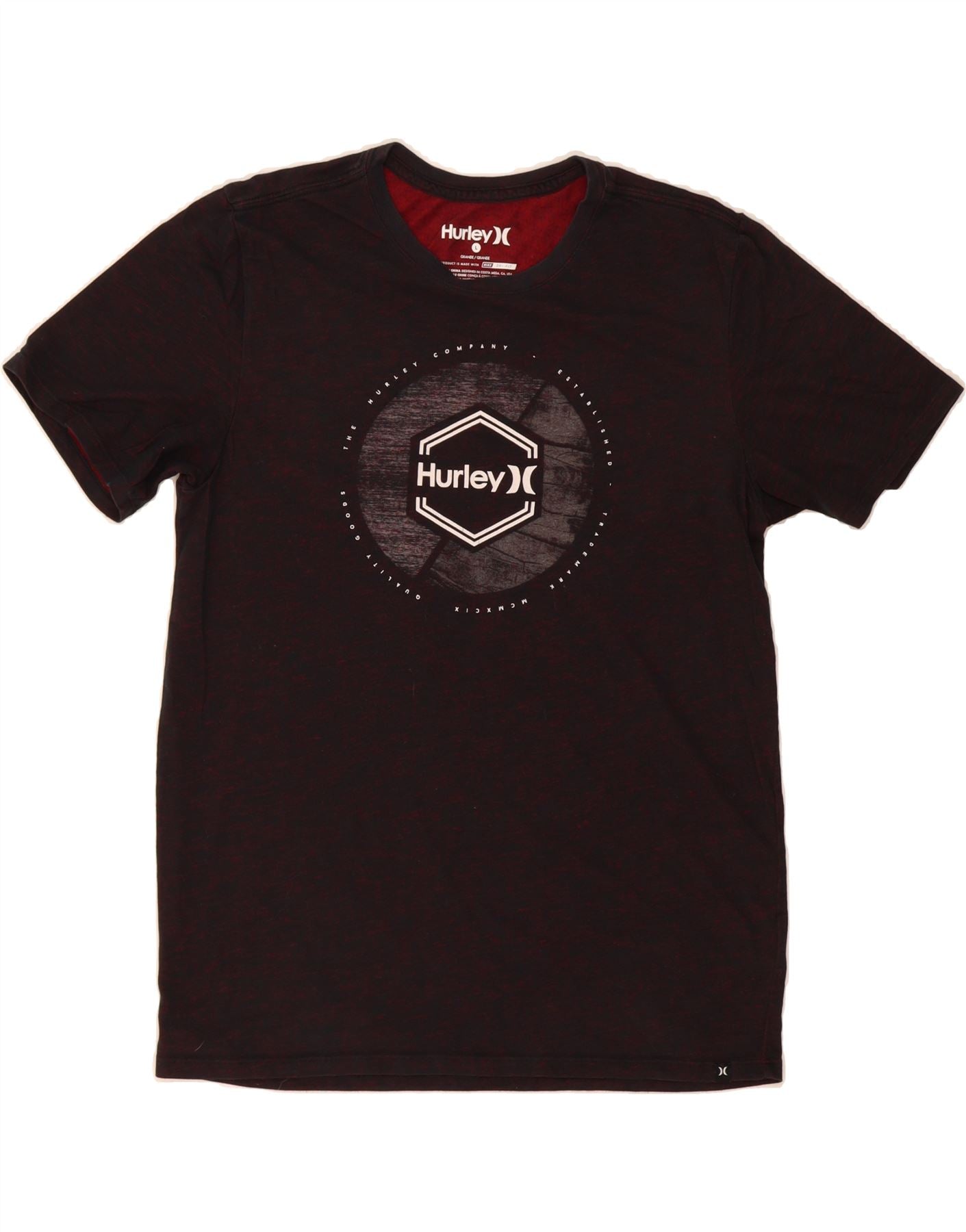 HURLEY Mens Dri Fit Graphic T-Shirt Top Large Grey Cotton