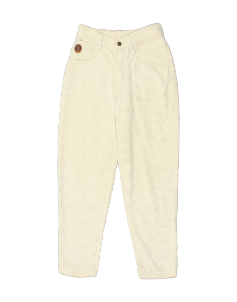 TRUSSARDI Womens Tapered Corduroy Trousers W27 L27 White Cotton | Vintage Trussardi | Thrift | Second-Hand Trussardi | Used Clothing | Messina Hembry 