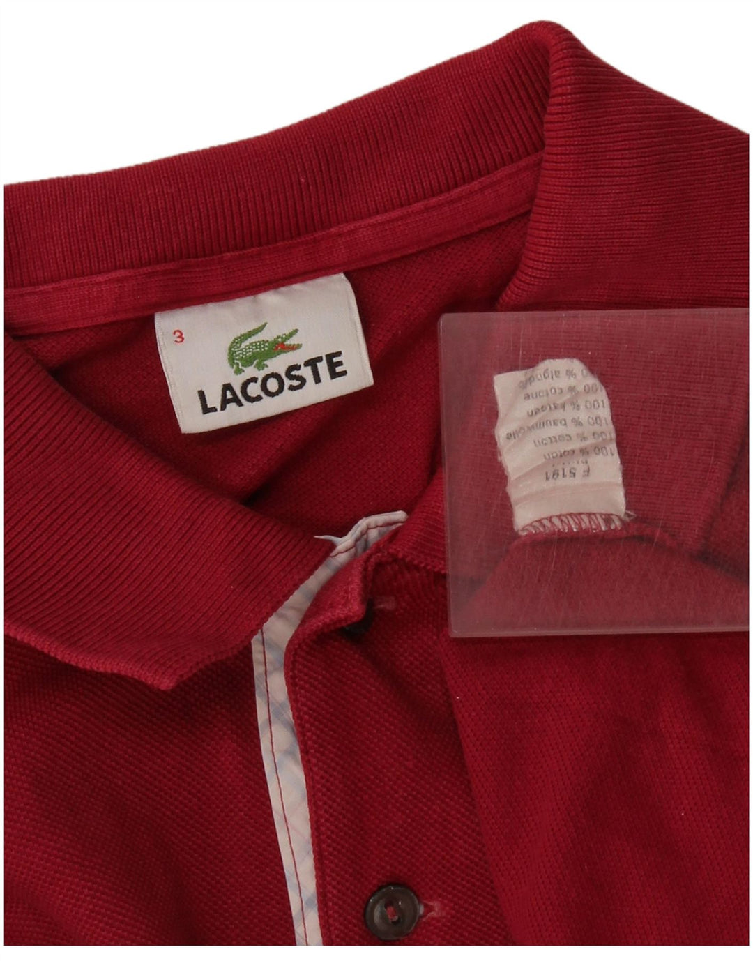 LACOSTE Mens Polo Shirt Size 3 Small Pink Cotton