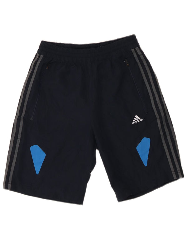 Adidas Boys Climalite Sport Shorts 11-12 Years Navy Blue Colourblock