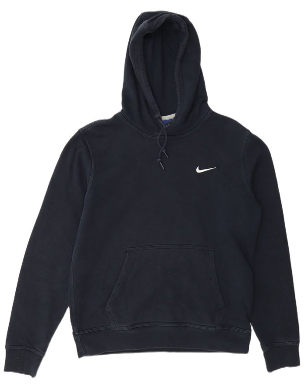 Nike Womens Hoodie Jumper UK 14 Medium Navy Blue Cotton
