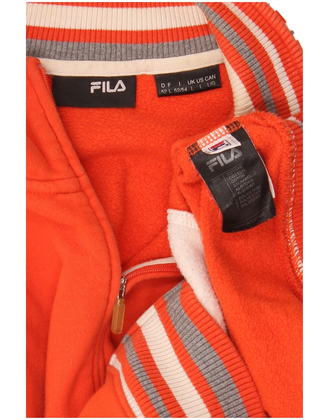 Fila Mens Tracksuit Top Jacket Large Orange Colourblock Cotton