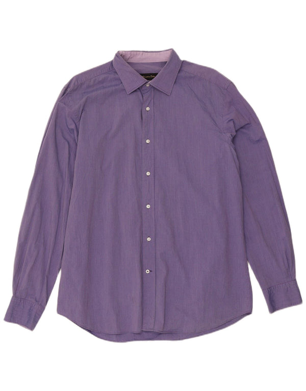 Massimo Dutti Mens Slim Fit Shirt XL Purple Gingham