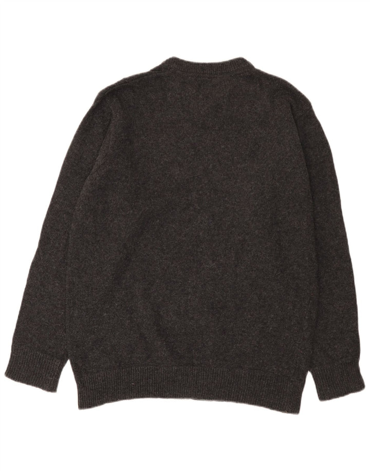 Lee Mens V-Neck Jumper Sweater Medium Grey Wool