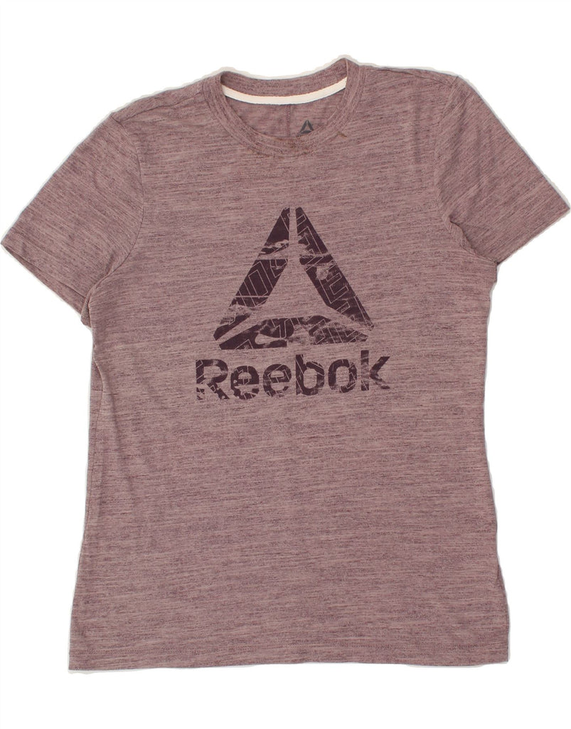 REEBOK Womens Graphic T-Shirt Top UK 12 Medium Pink Flecked Cotton | Vintage Reebok | Thrift | Second-Hand Reebok | Used Clothing | Messina Hembry 