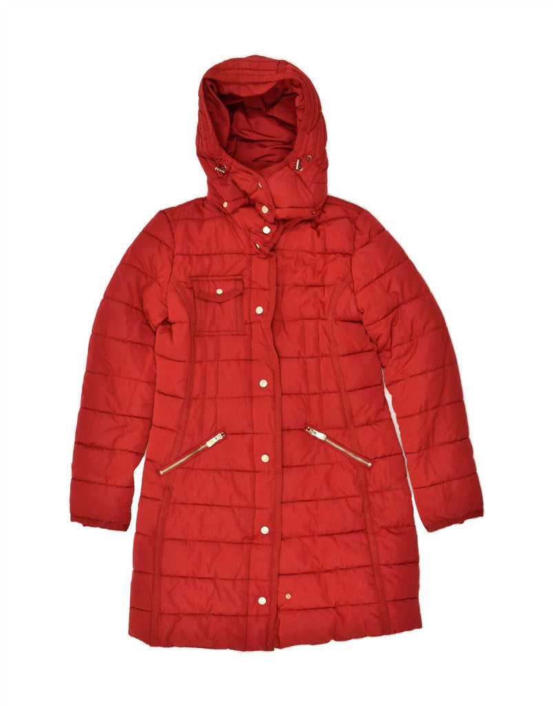 DESIGUAL Womens Hooded Padded Coat EU 40 Medium Red Polyester | Vintage Desigual | Thrift | Second-Hand Desigual | Used Clothing | Messina Hembry 