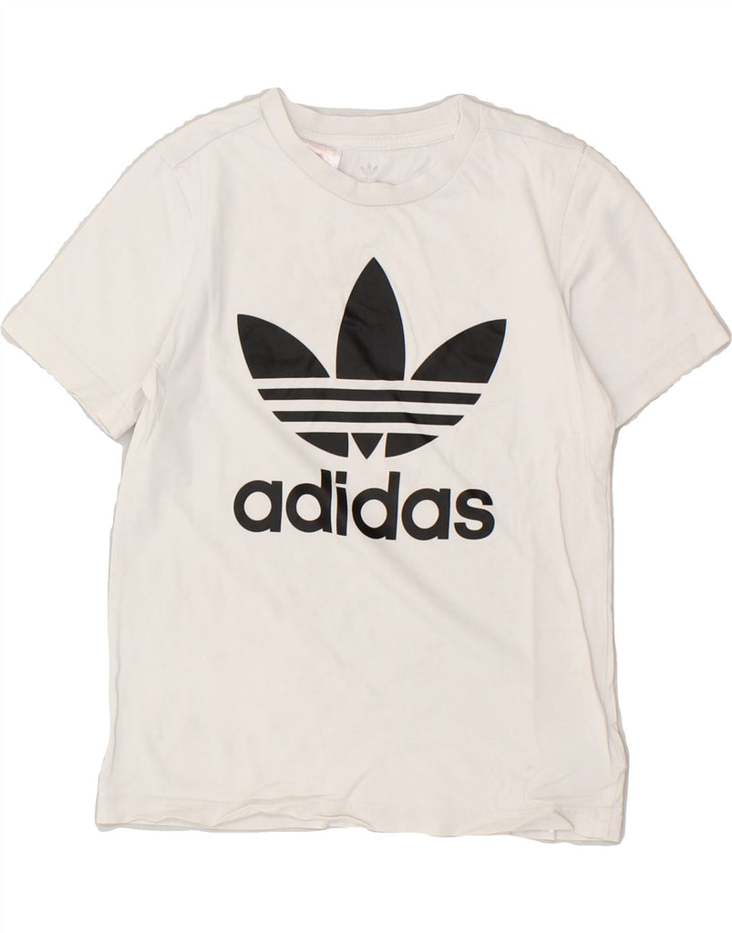 ADIDAS Boys Graphic T-Shirt Top 7-8 Years White Cotton | Vintage Adidas | Thrift | Second-Hand Adidas | Used Clothing | Messina Hembry 
