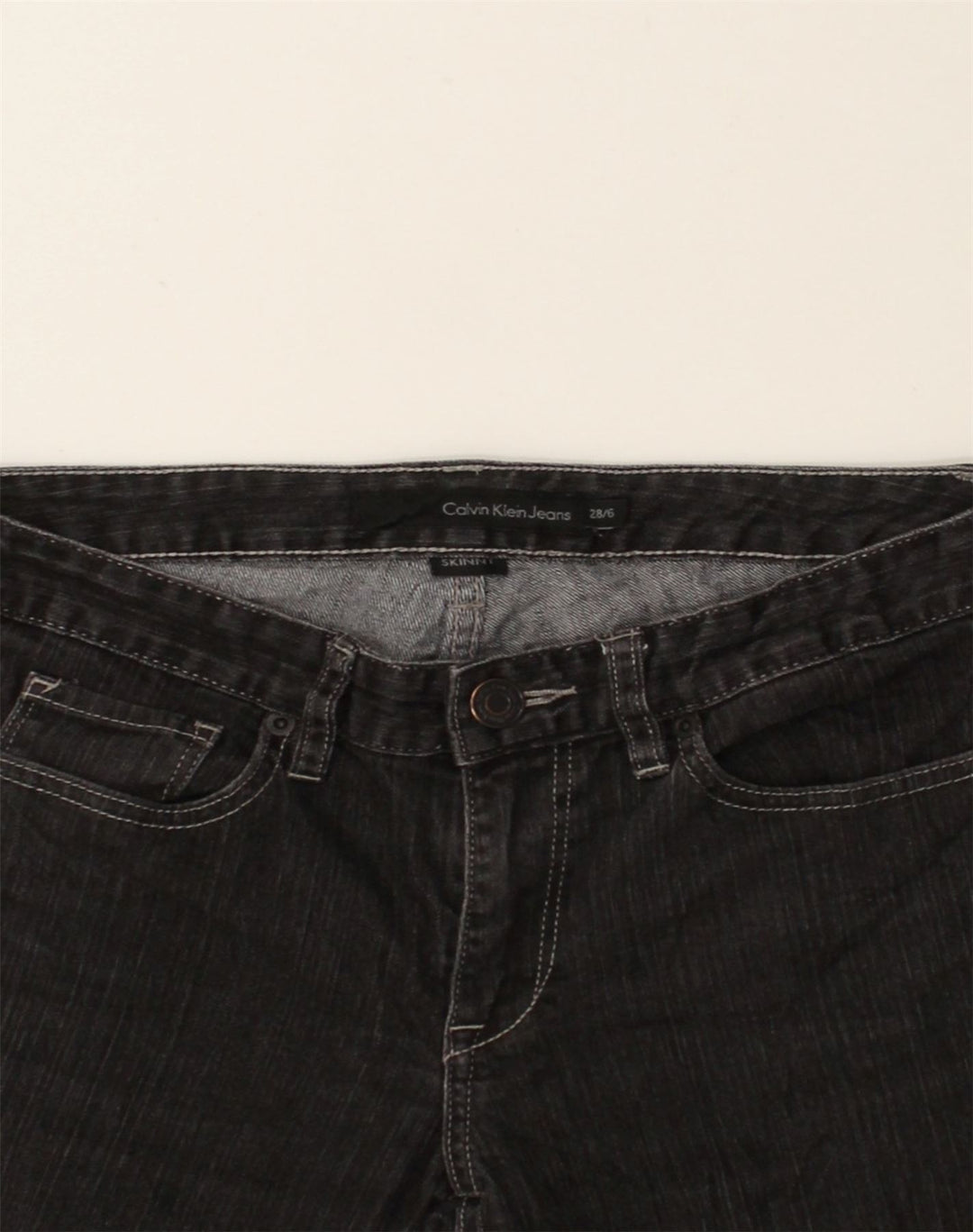 CALVIN KLEIN Womens Skinny Jeans US 6 Medium W28 L32 Black Cotton | Vintage Calvin Klein | Thrift | Second-Hand Calvin Klein | Used Clothing | Messina Hembry 