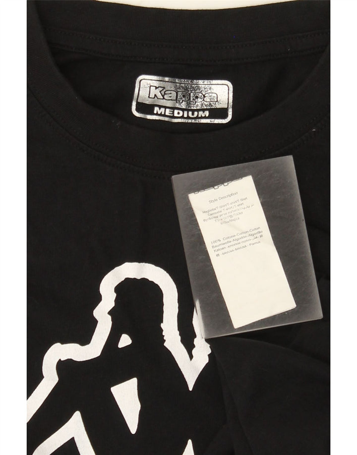Kappa Mens Graphic T-Shirt Top Medium Black Cotton