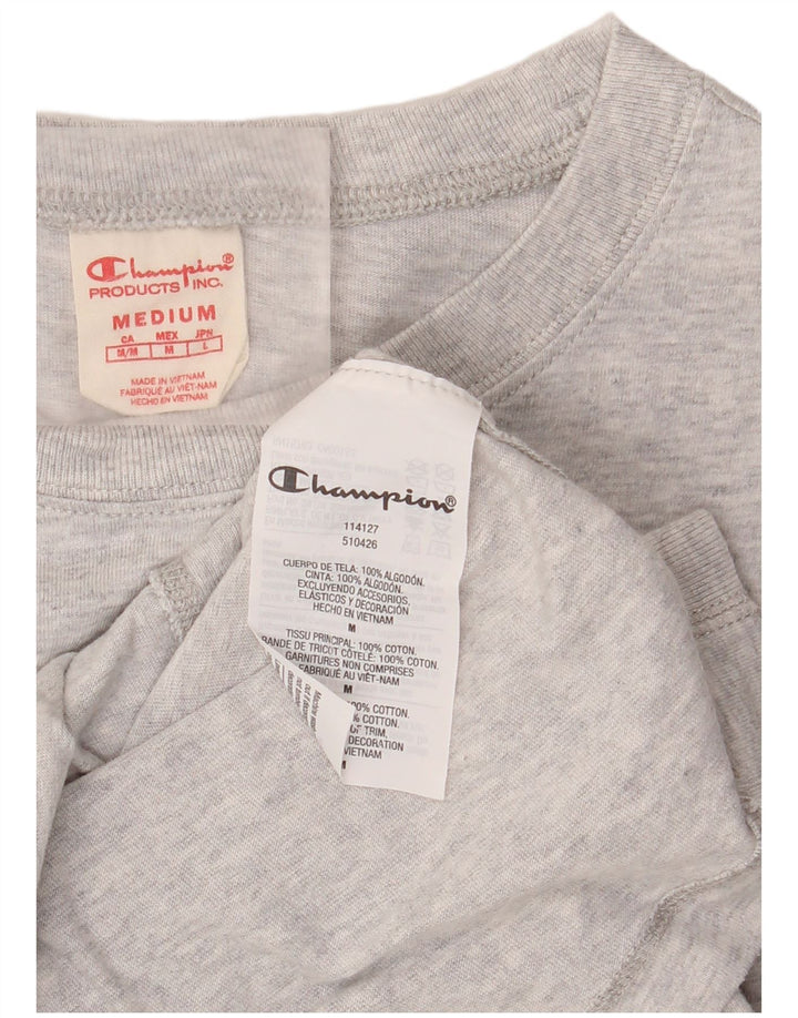 CHAMPION Womens T-Shirt Top UK 14 Medium Grey Flecked Cotton