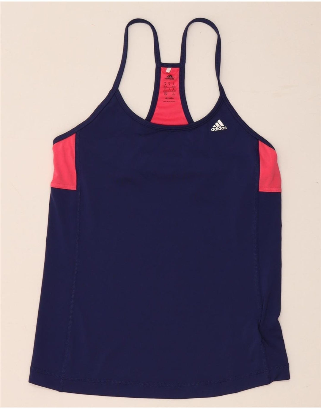 Adidas Womens Climalite Vest Top UK 12/14 Medium Navy Blue Colourblock