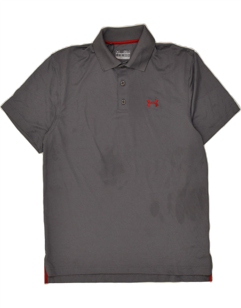 UNDER ARMOUR Mens Heat Gear Polo Shirt Small Grey Polyester | Vintage Under Armour | Thrift | Second-Hand Under Armour | Used Clothing | Messina Hembry 