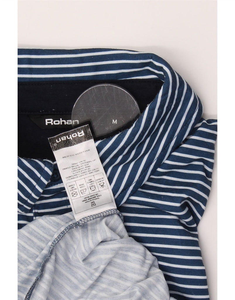 ROHAN Mens Polo Shirt Medium Blue Striped Polyester Vintage Rohan and Second-Hand Rohan from Messina Hembry 