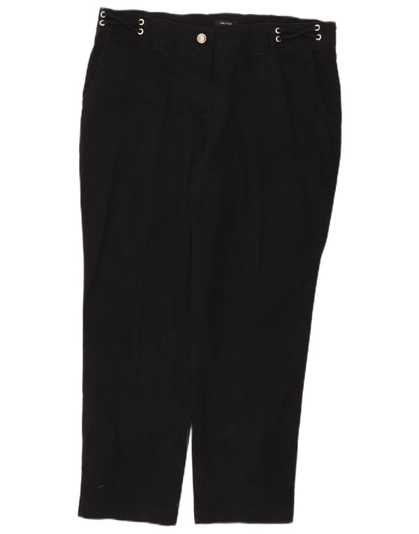 Nautica Womens Slim Cropped Trousers US 12 Large W34 L26 Black Cotton