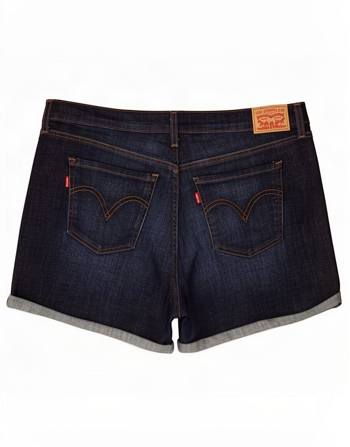 Levi's Womens Distressed Mid Rise Denim Shorts W33 Large Navy Blue Cotton