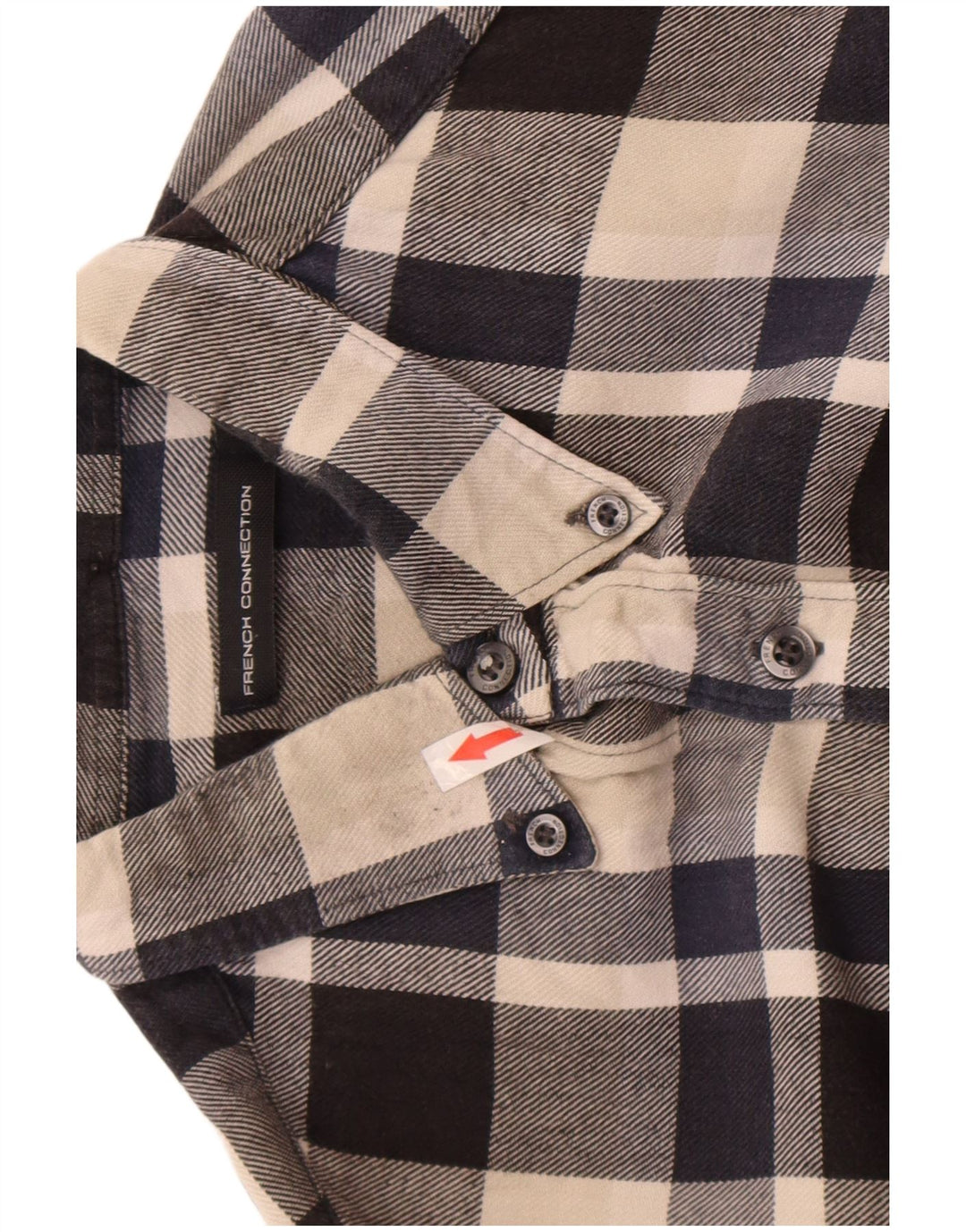 French Connection Mens Flannel Shirt Medium Navy Blue Check Cotton