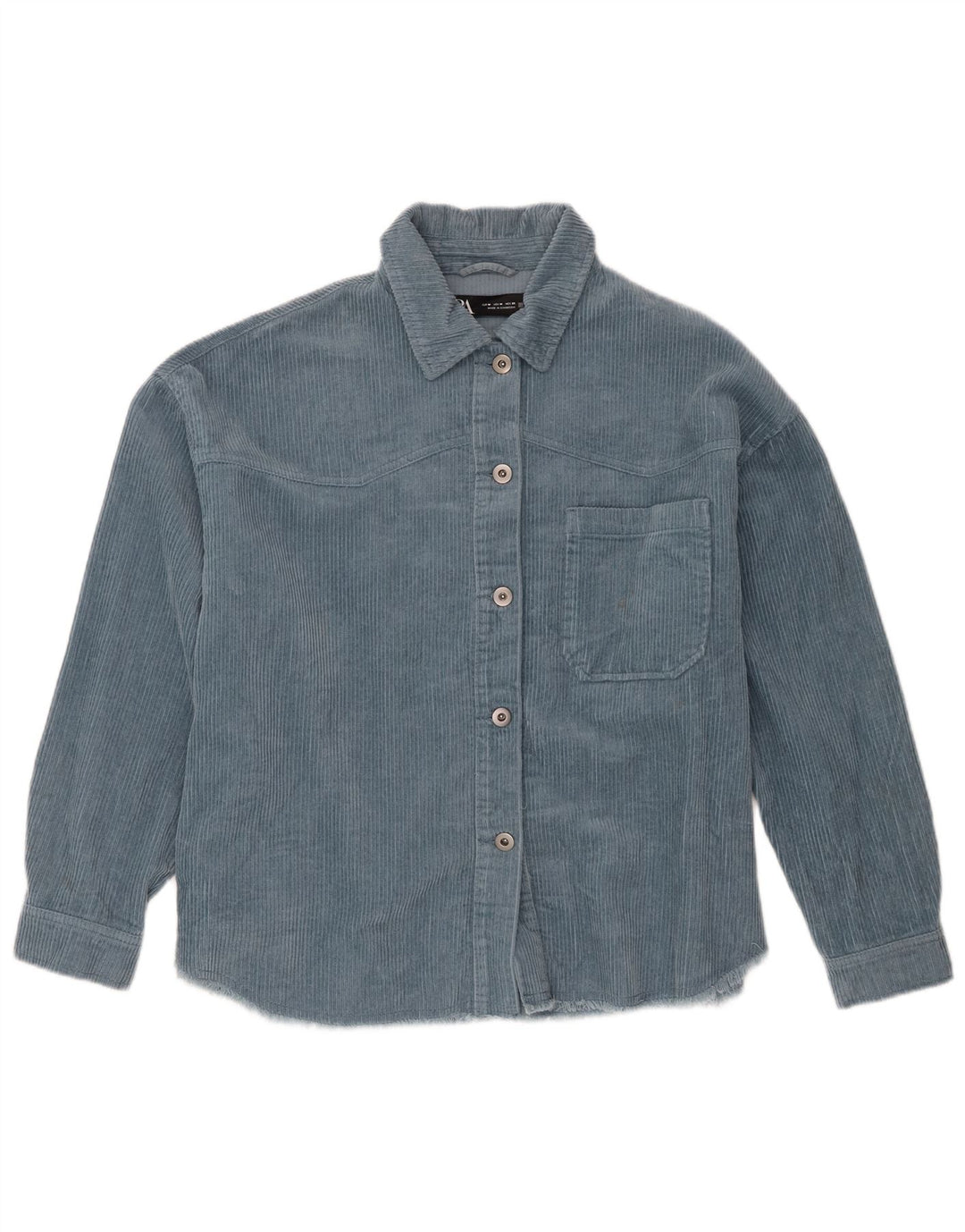 Zara Womens Oversized Corduroy Shirt UK 14 Medium Blue Cotton