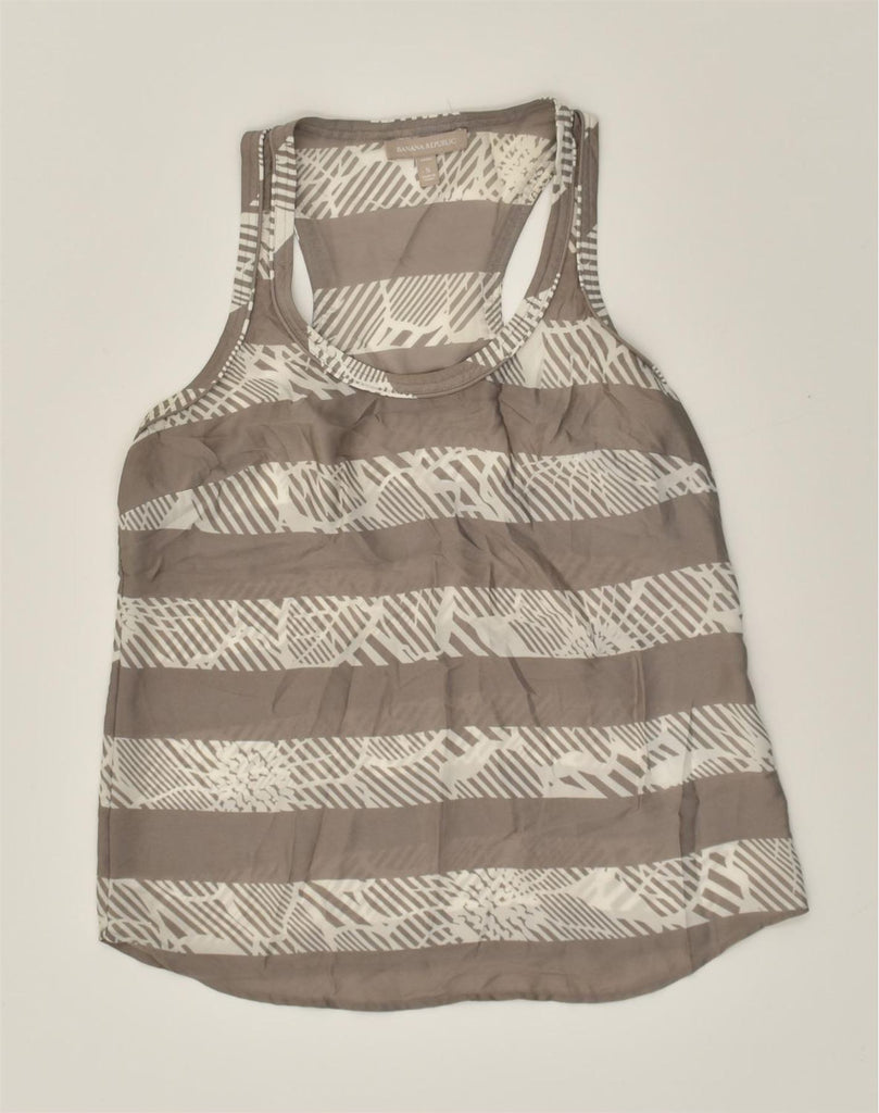 BANANA REPUBLIC Womens Vest Top UK 8 Small Grey Striped Polyester | Vintage Banana Republic | Thrift | Second-Hand Banana Republic | Used Clothing | Messina Hembry 