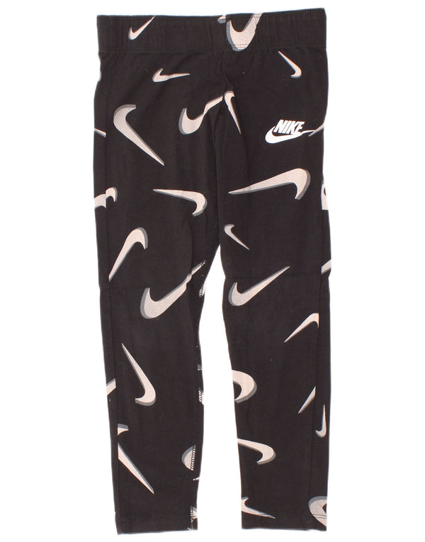 Puma Girls Tight Fit Graphic Leggings 6-7 Years XS Black Cotton