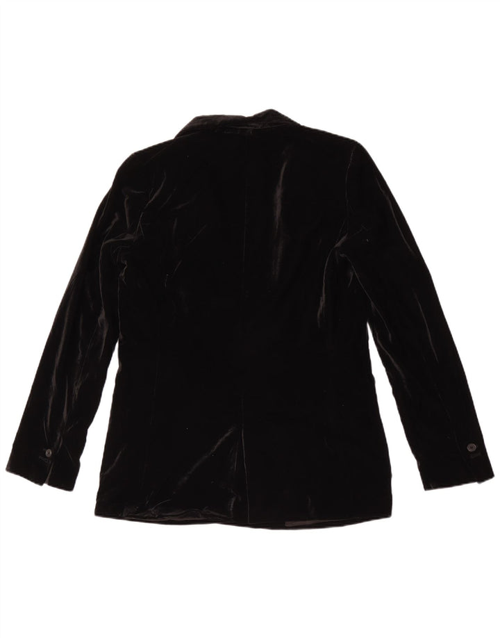 Zara Womens Double Breasted Velour Blazer Jacket UK 10 Small Black