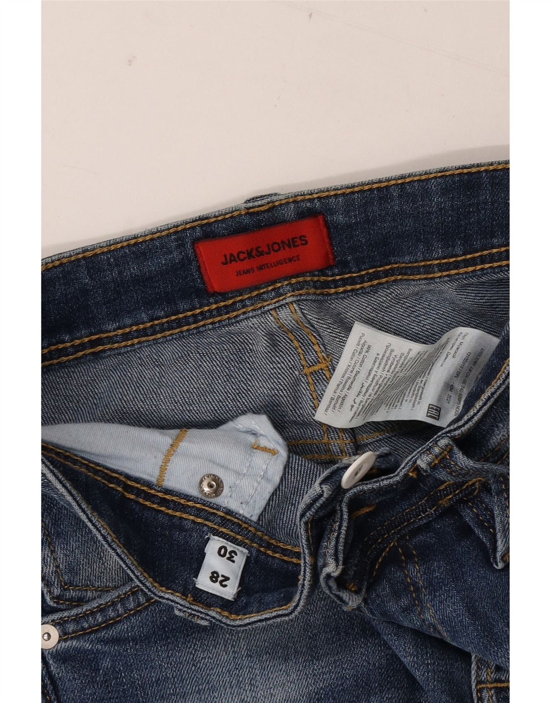 Jack & Jones Mens Distressed Slim Jeans W28 L30 Blue Cotton
