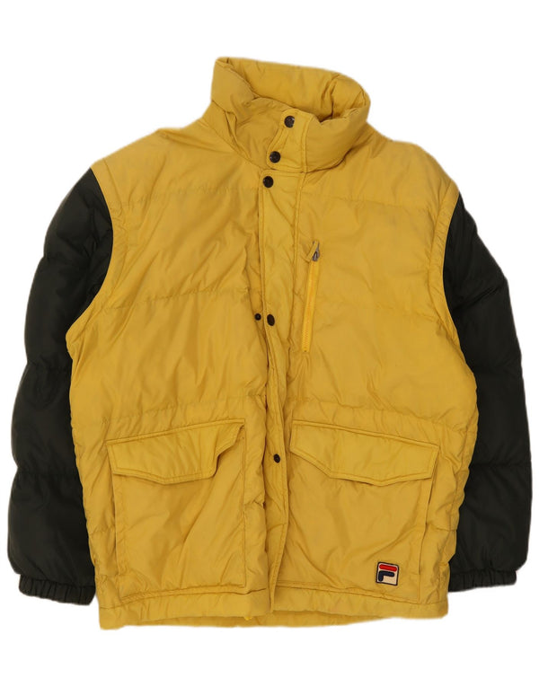 Fila Mens Padded Jacket UK 38 Medium Yellow Colourblock