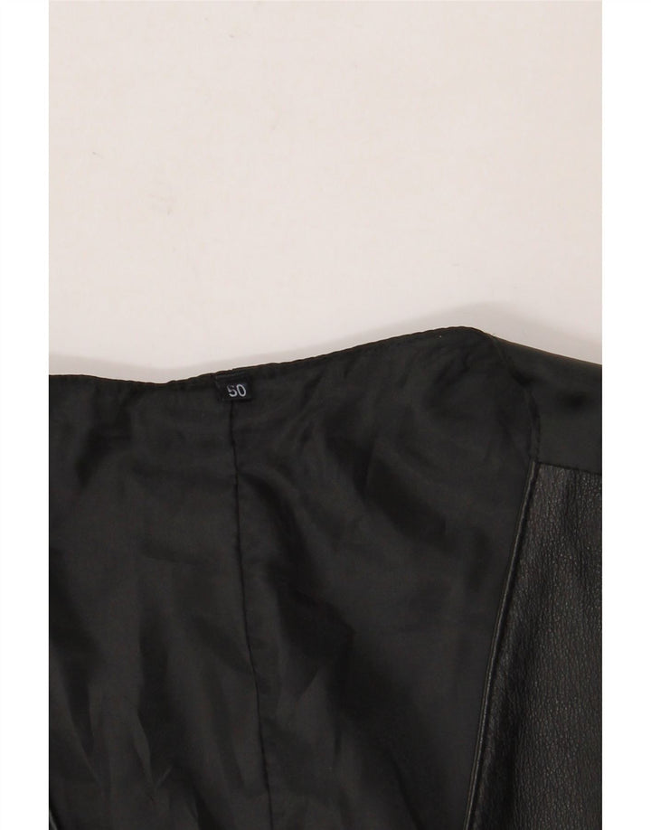 Vintage Mens Leather Waistcoat Medium Black