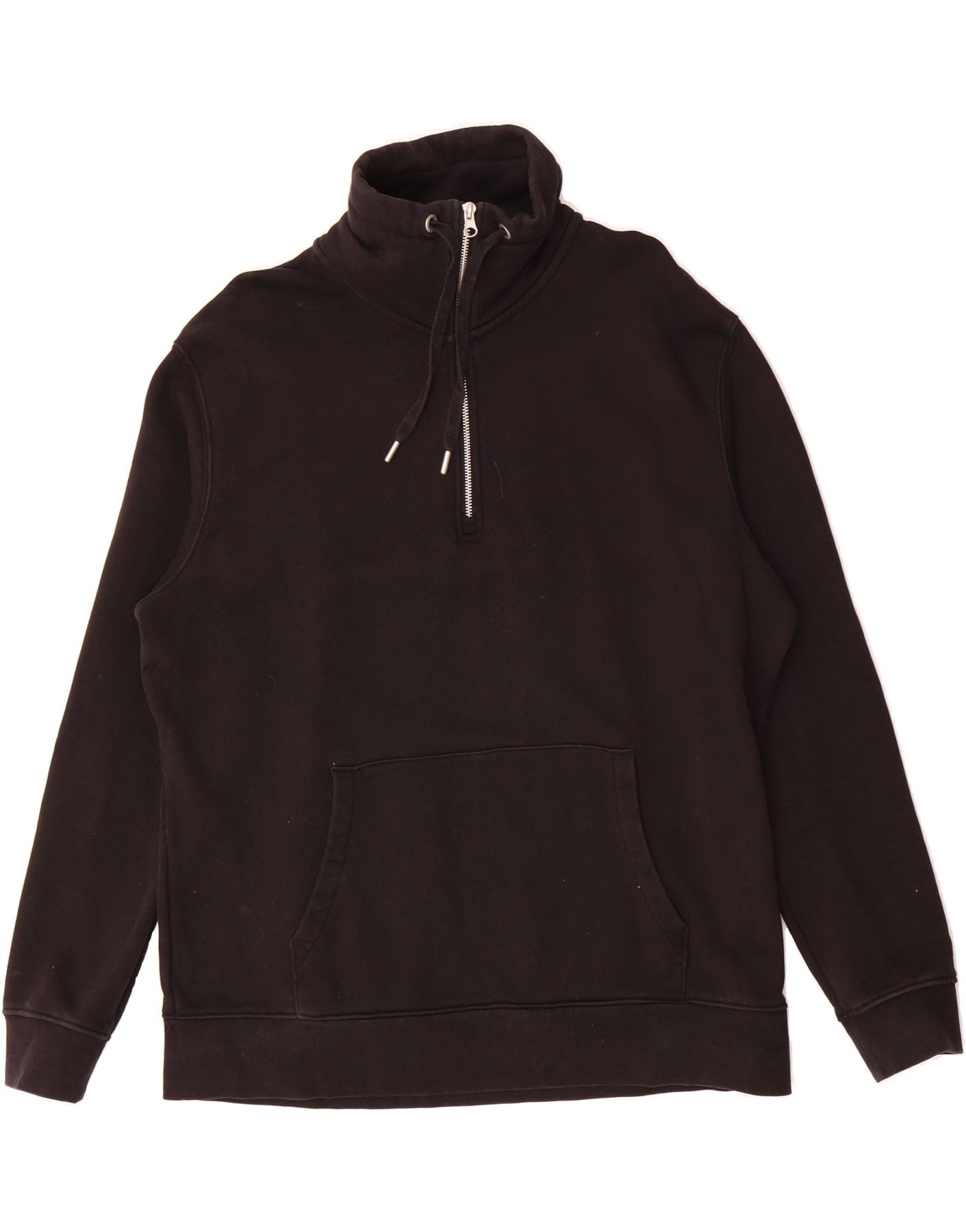 ZARA Herren Sweatshirt mit Reißverschluss am Hals XL Schwarz Baumwolle