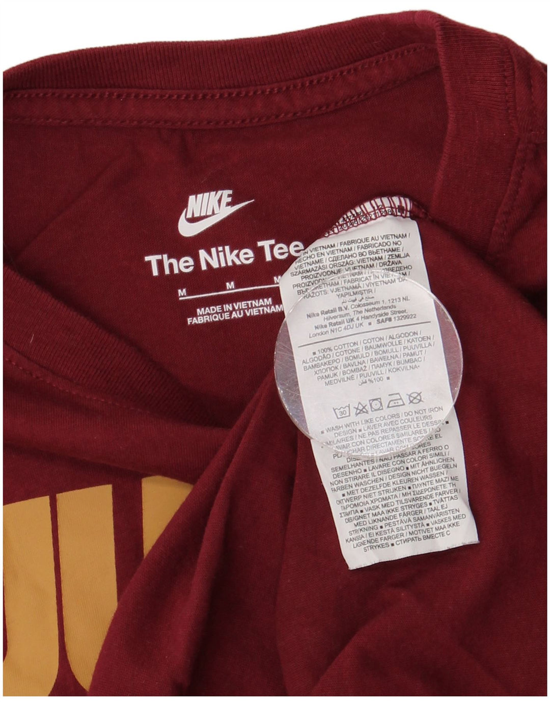 NIKE Mens Graphic T-Shirt Top Medium Burgundy Cotton