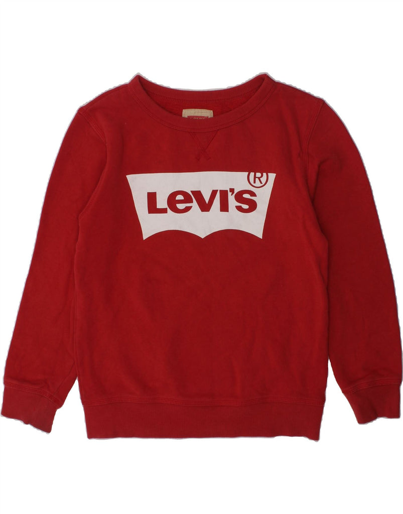 LEVI'S Boys Graphic Sweatshirt Jumper 9-10 Years Red Cotton | Vintage Levi's | Thrift | Second-Hand Levi's | Used Clothing | Messina Hembry 