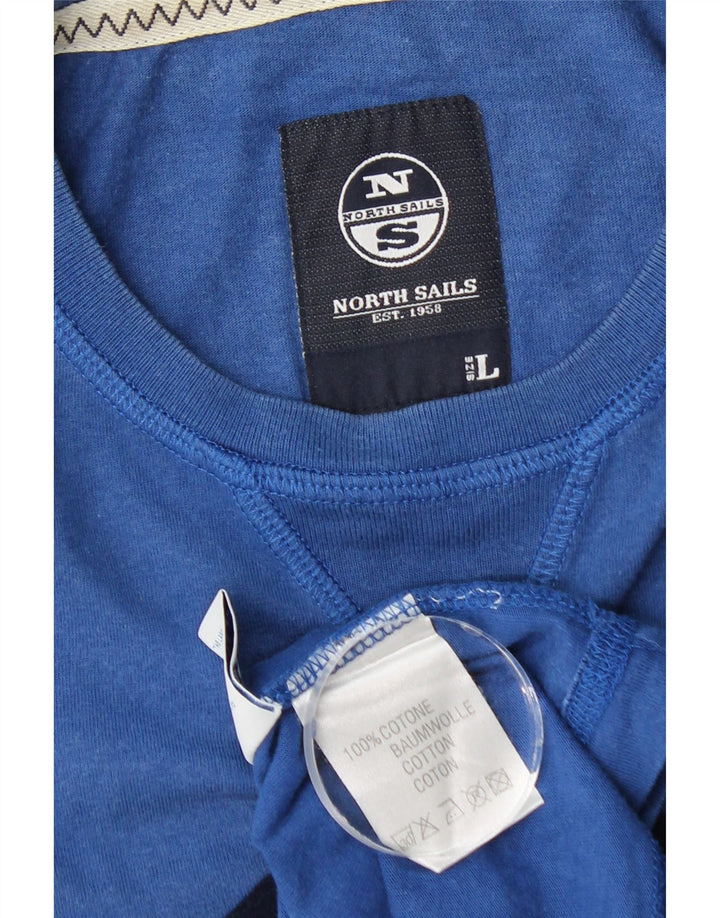 North Sails Mens Graphic Top Long Sleeve Large Blue Cotton