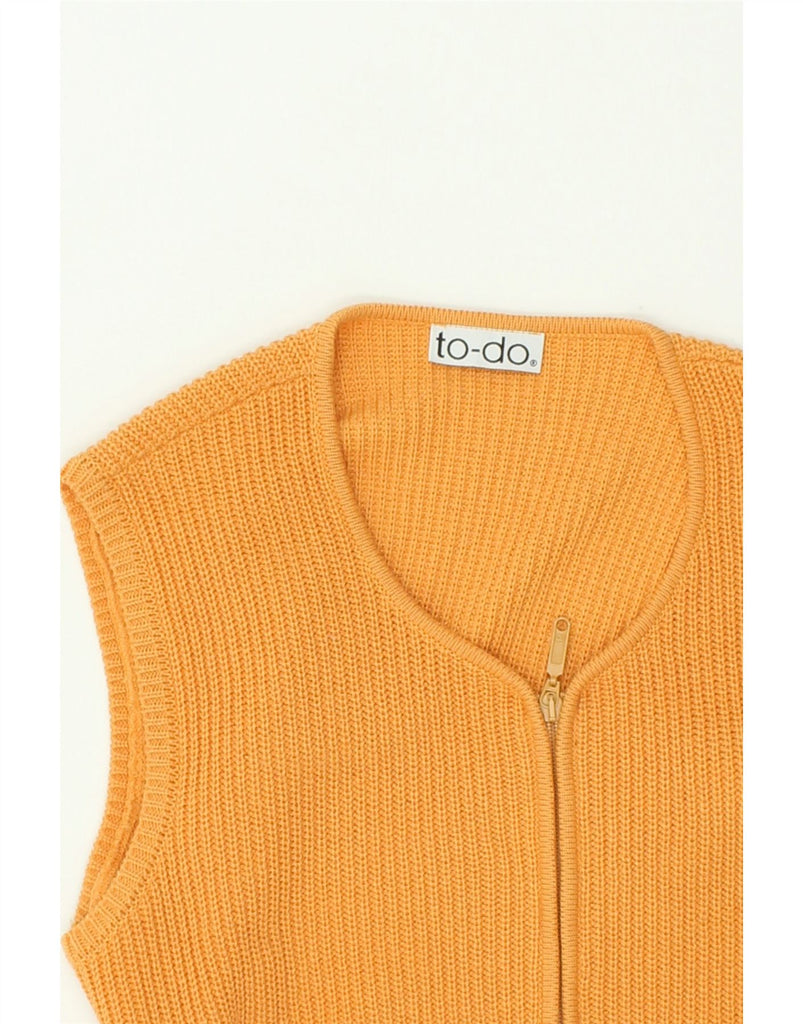 VINTAGE Womens Sleeveless Cardigan Sweater UK 16 Large Yellow Cotton | Vintage Vintage | Thrift | Second-Hand Vintage | Used Clothing | Messina Hembry 