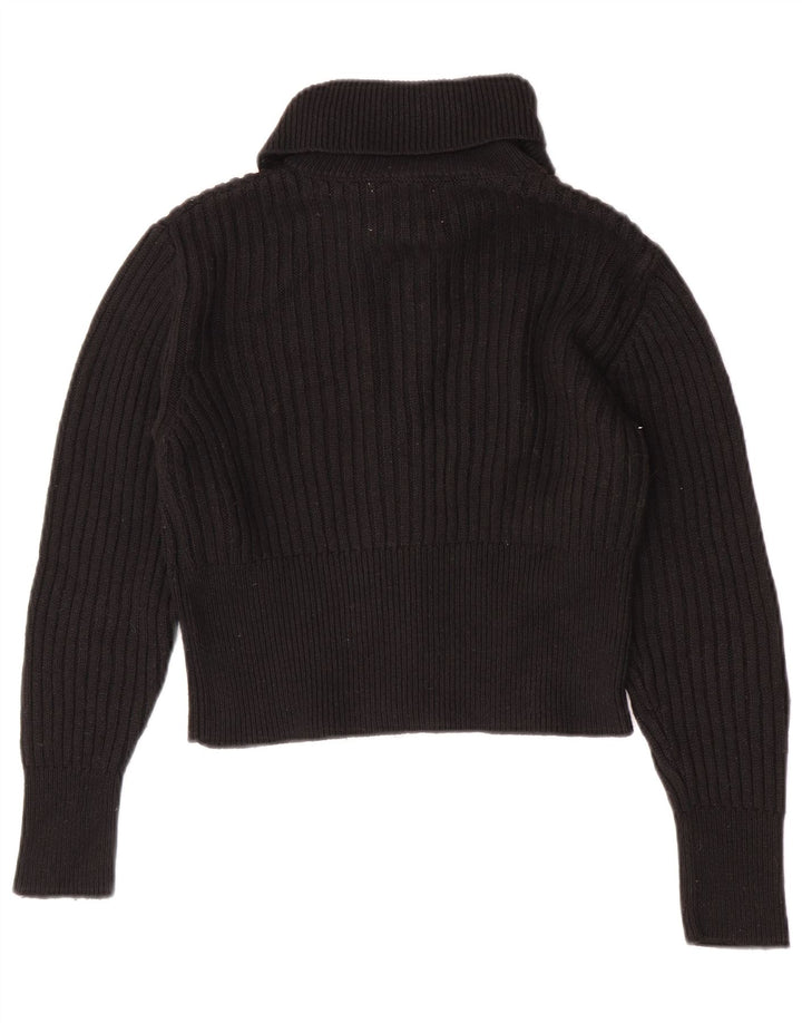 Zara Girls Crop Cardigan Sweater 13-14 Years Black Polyester