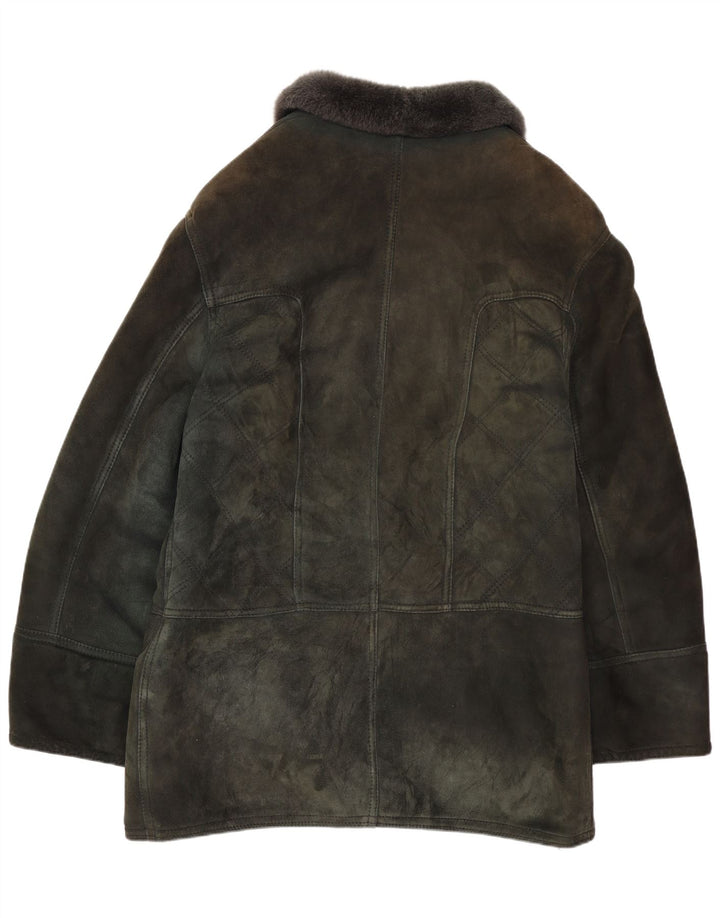 Dibi Mens Shearling Jacket UK 40 Large Green