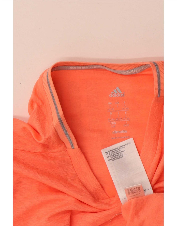 Adidas Womens Climalite Top Long Sleeve UK 16/18 Large Orange Polyester