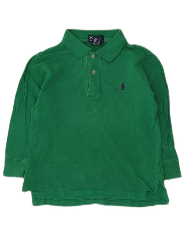 Polo Ralph Lauren Boys Long Sleeve Polo Shirt 3-4 Years Green Cotton