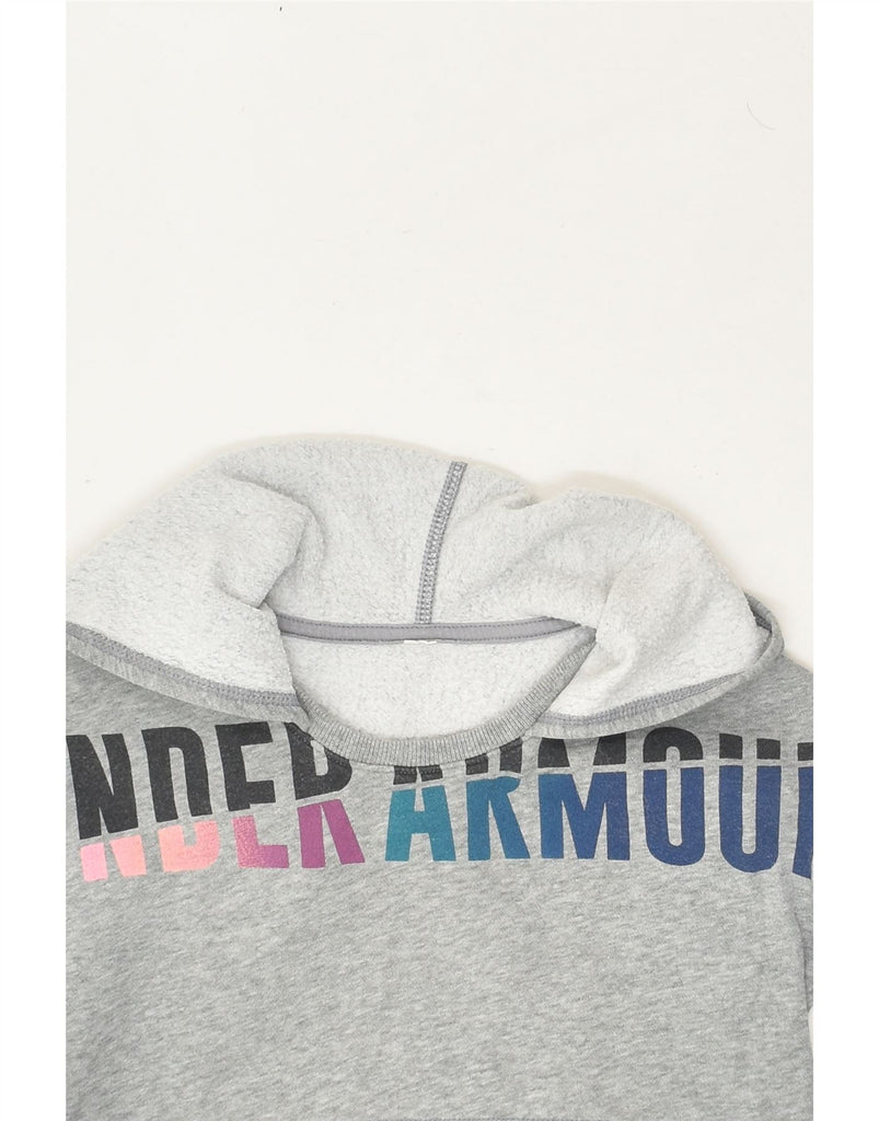UNDER ARMOUR Girls Graphic Hoodie Jumper 7-8 Years Grey Cotton | Vintage Under Armour | Thrift | Second-Hand Under Armour | Used Clothing | Messina Hembry 