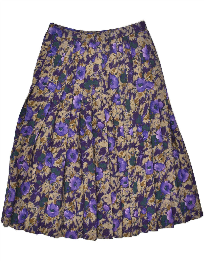 VINTAGE Womens Knife Pleated Skirt W28 Medium Purple Floral | Vintage Vintage | Thrift | Second-Hand Vintage | Used Clothing | Messina Hembry 