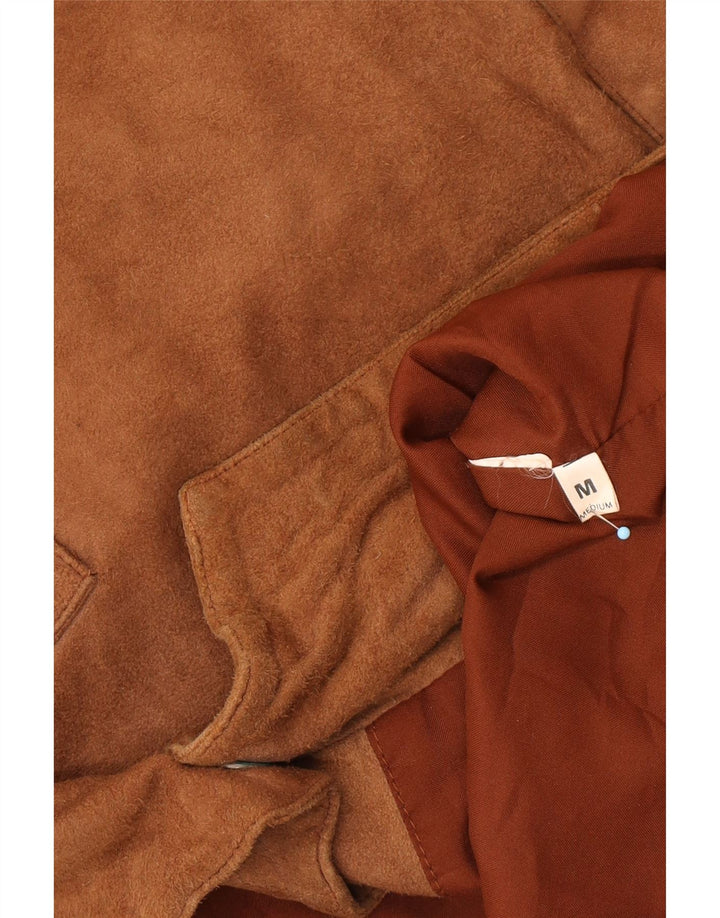 VINTAGE Mens Suede Waistcoat Medium Brown