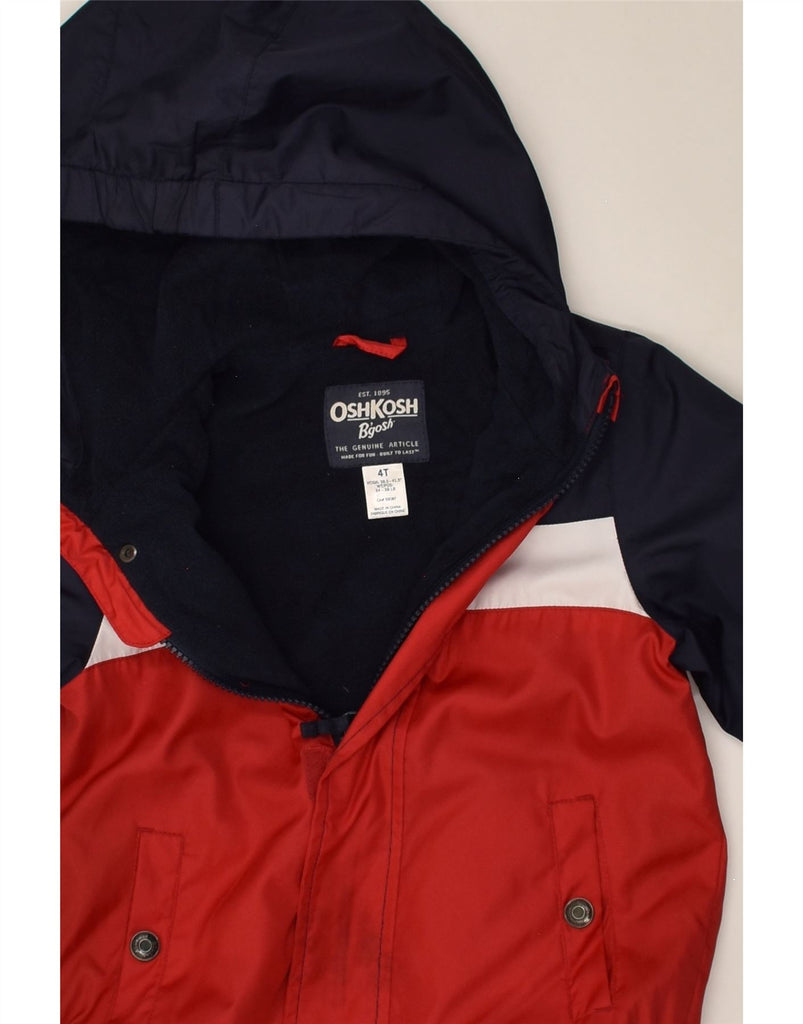 OSH KOSH Boys Hooded Windbreaker Jacket 3-4 Years Red Colourblock | Vintage Osh Kosh | Thrift | Second-Hand Osh Kosh | Used Clothing | Messina Hembry 