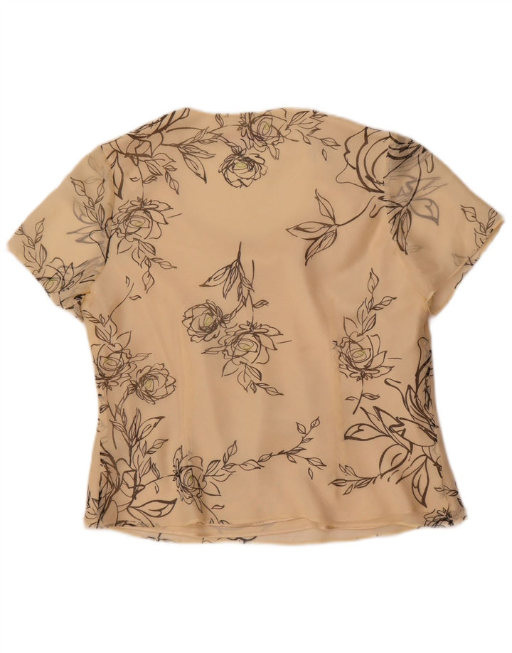 Jacques Vert Womens Blouse Top UK 14 Large Off White Floral Polyester