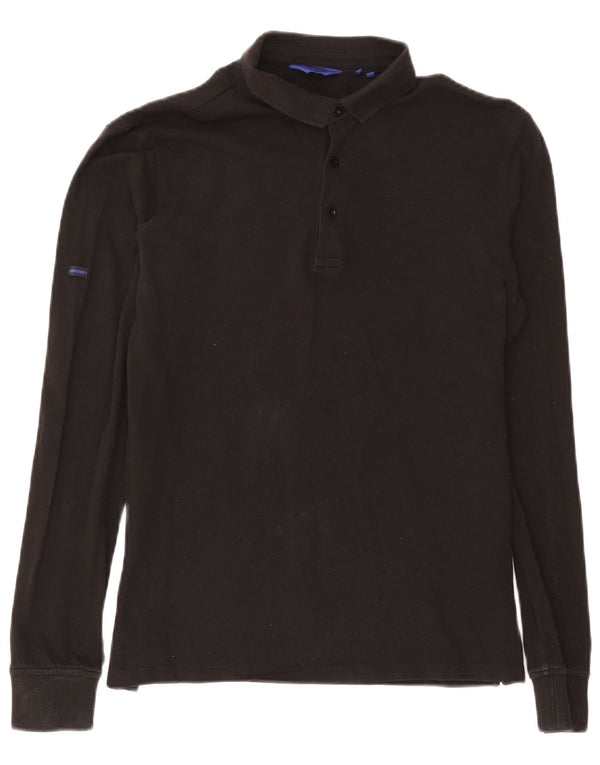 Superdry Mens Long Sleeve Polo Shirt Medium Black Cotton