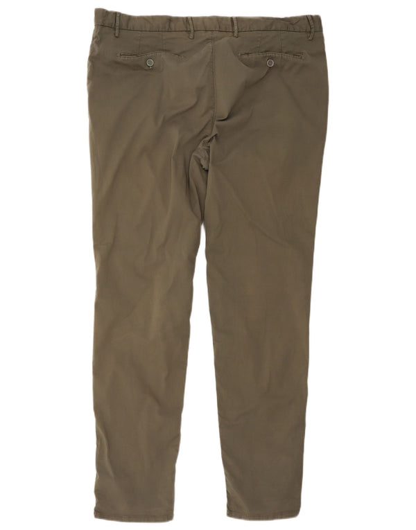 Massimo Dutti Mens Slim Chino Trousers EU 50 2XL W40 L30 Khaki Cotton