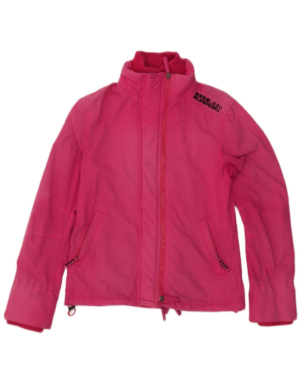 Superdry Womens Graphic Rain Jacket UK 14 Large Pink Nylon