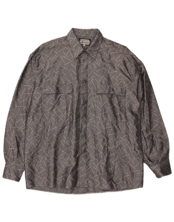 Vintage Mens Shirt Medium Grey Geometric