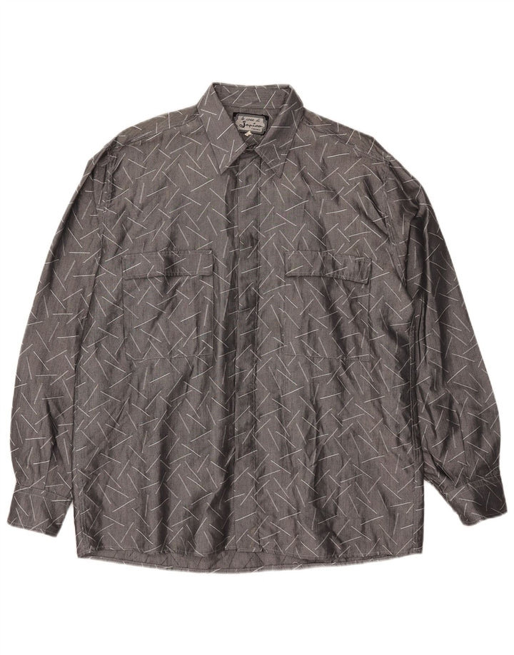 Vintage Mens Shirt Medium Grey Geometric