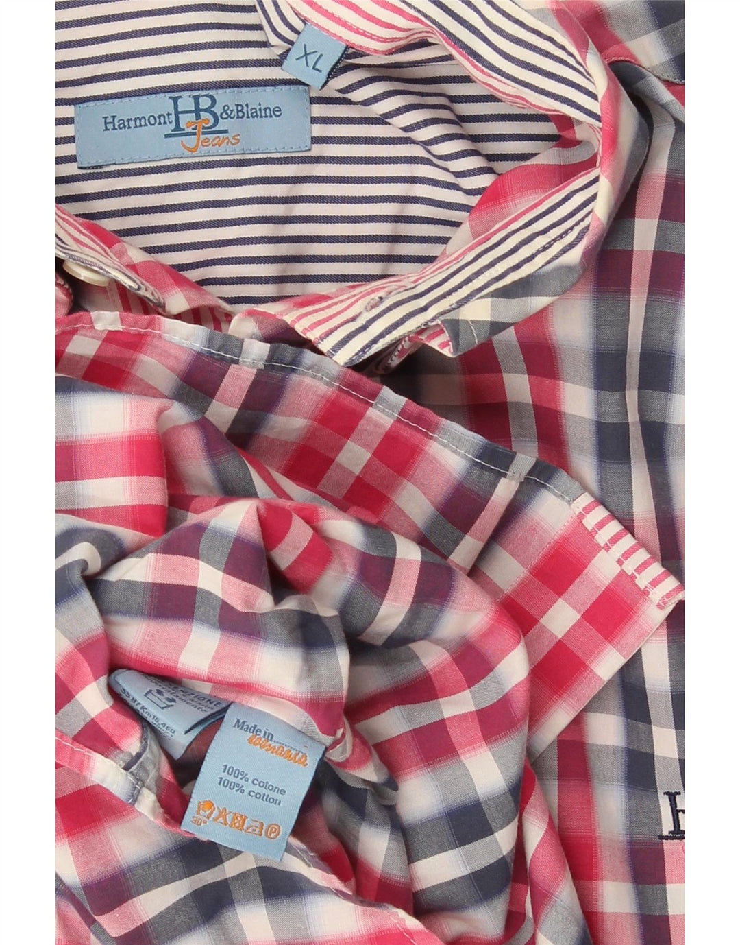 Harmont & Blaine Mens Shirt XL Pink Check Cotton