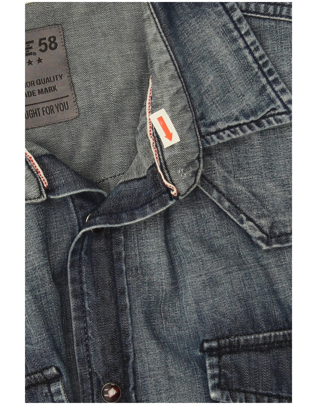Rifle Mens Denim Shirt Large Navy Blue Cotton